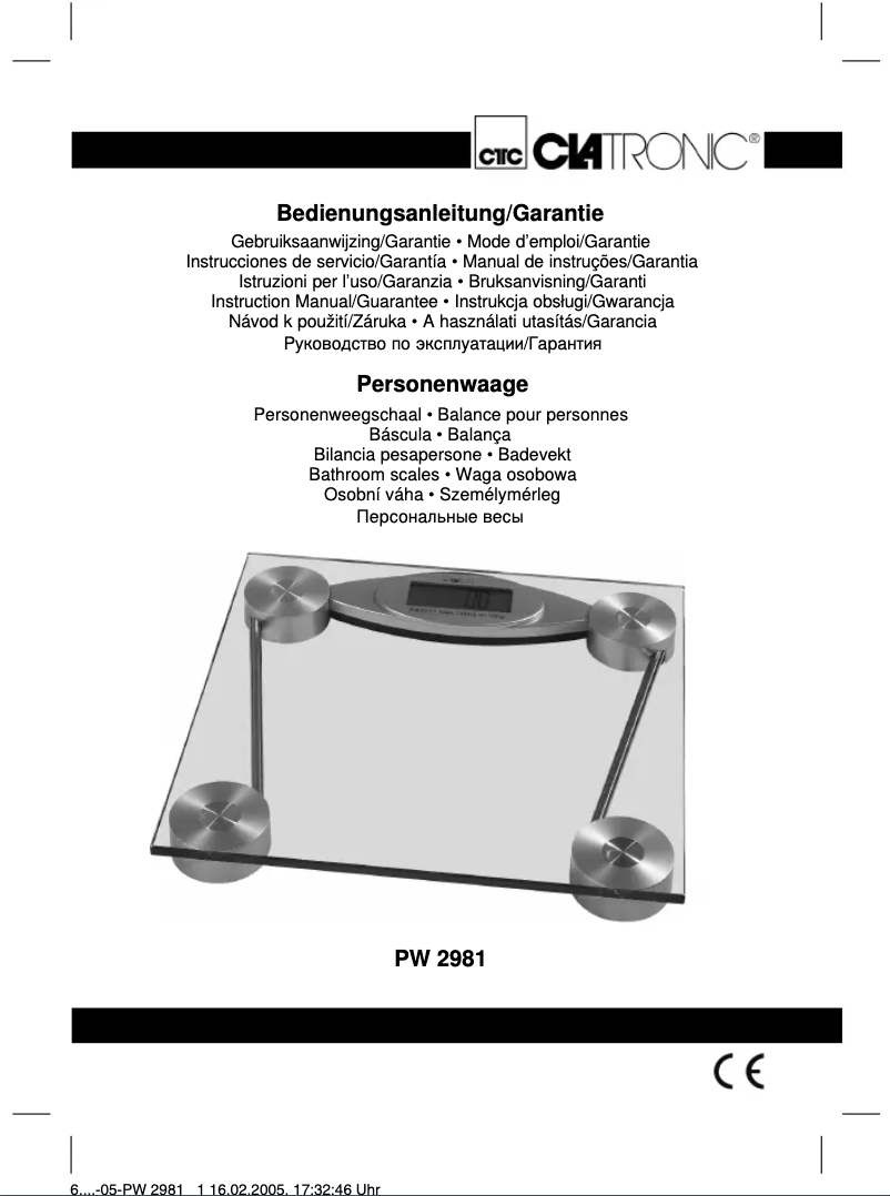 Image de la première page du manuel de l'appareil PW 2981