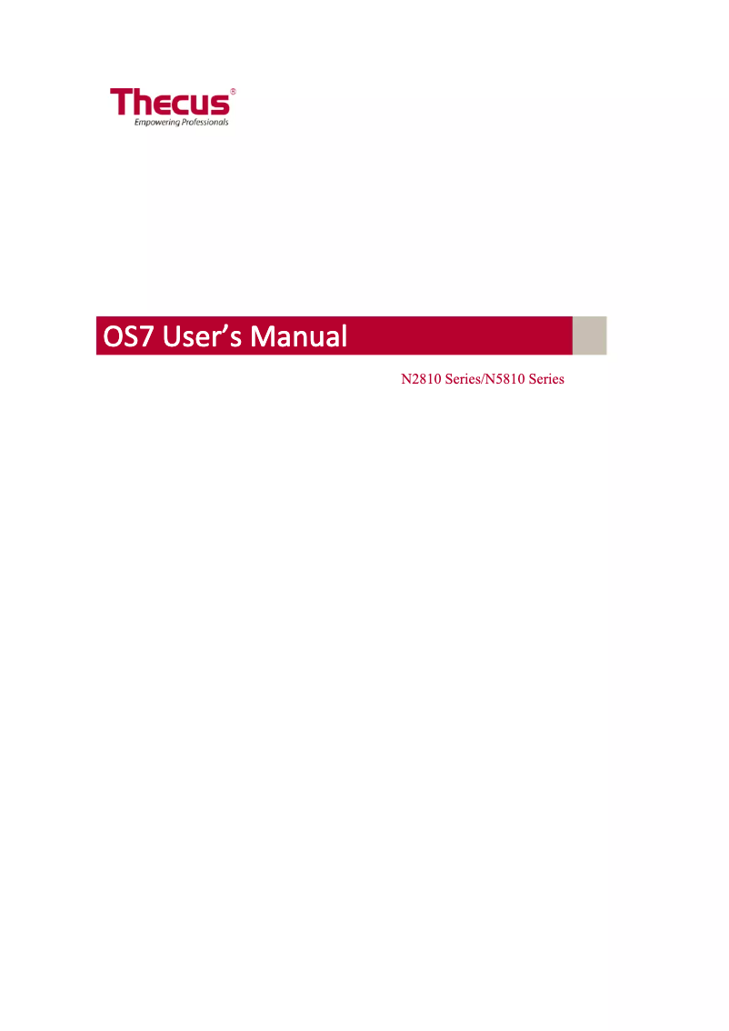 Page 1 de la notice Manuel utilisateur Thecus N2810