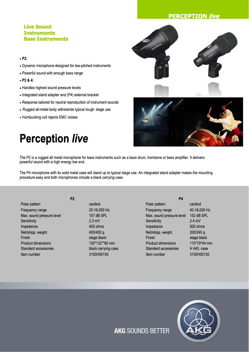 Page n°1 - Fiche technique AKG Perception Live P4