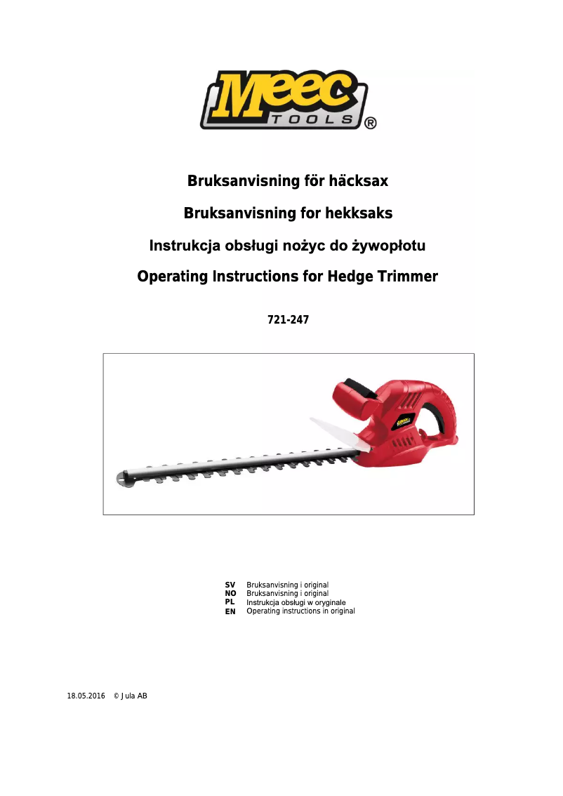 Page n°1 - Manuel utilisateur Meec Tools 721-247