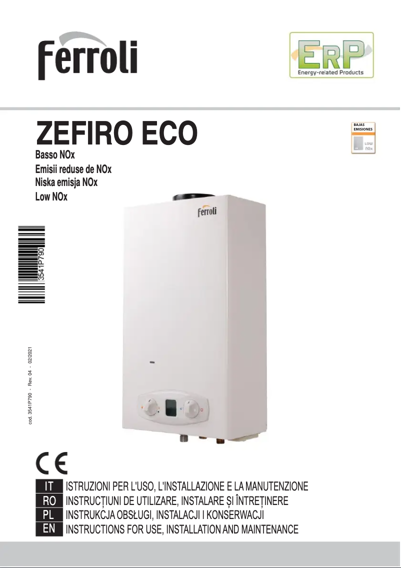 Image de la première page du manuel de l'appareil Zefiro Eco