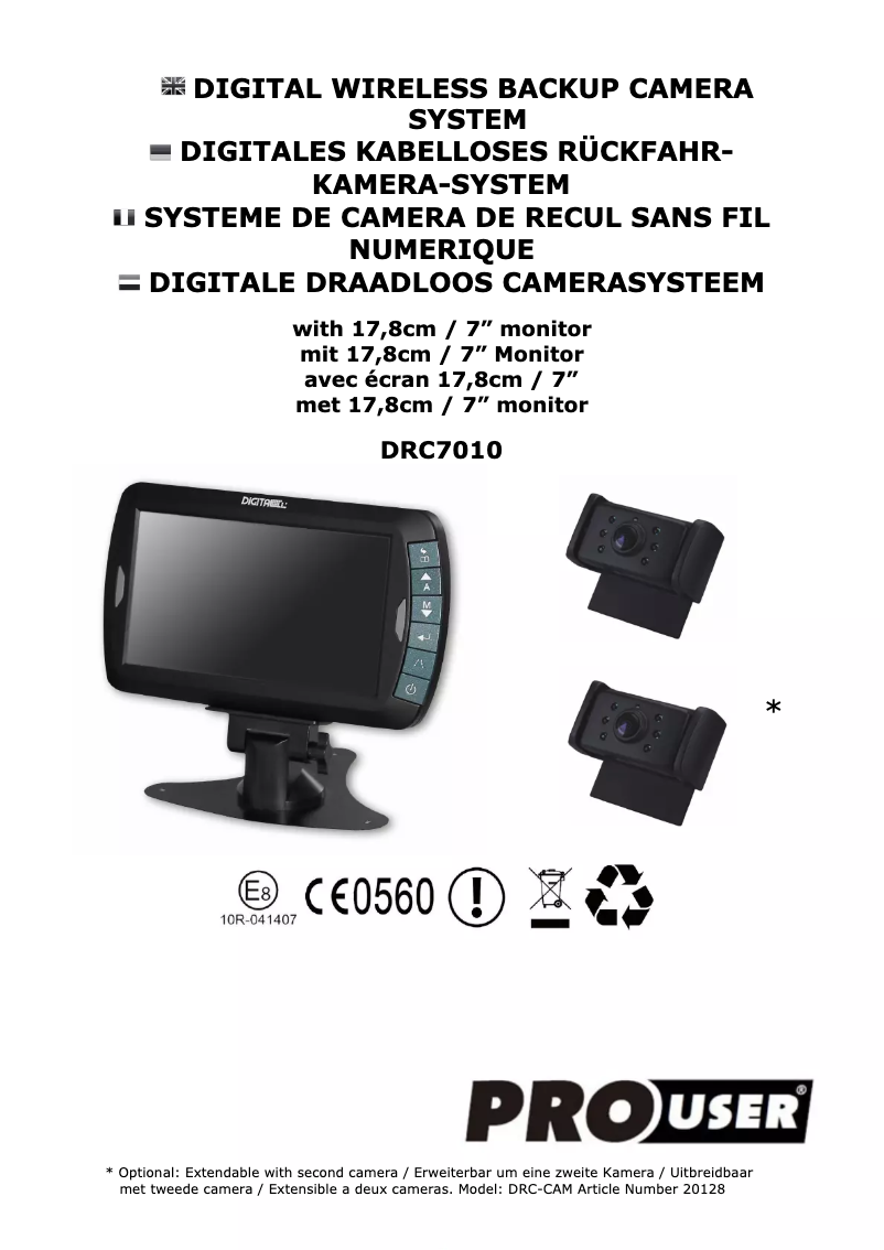 Page 1 de la notice Manuel utilisateur Pro-User DRC7010