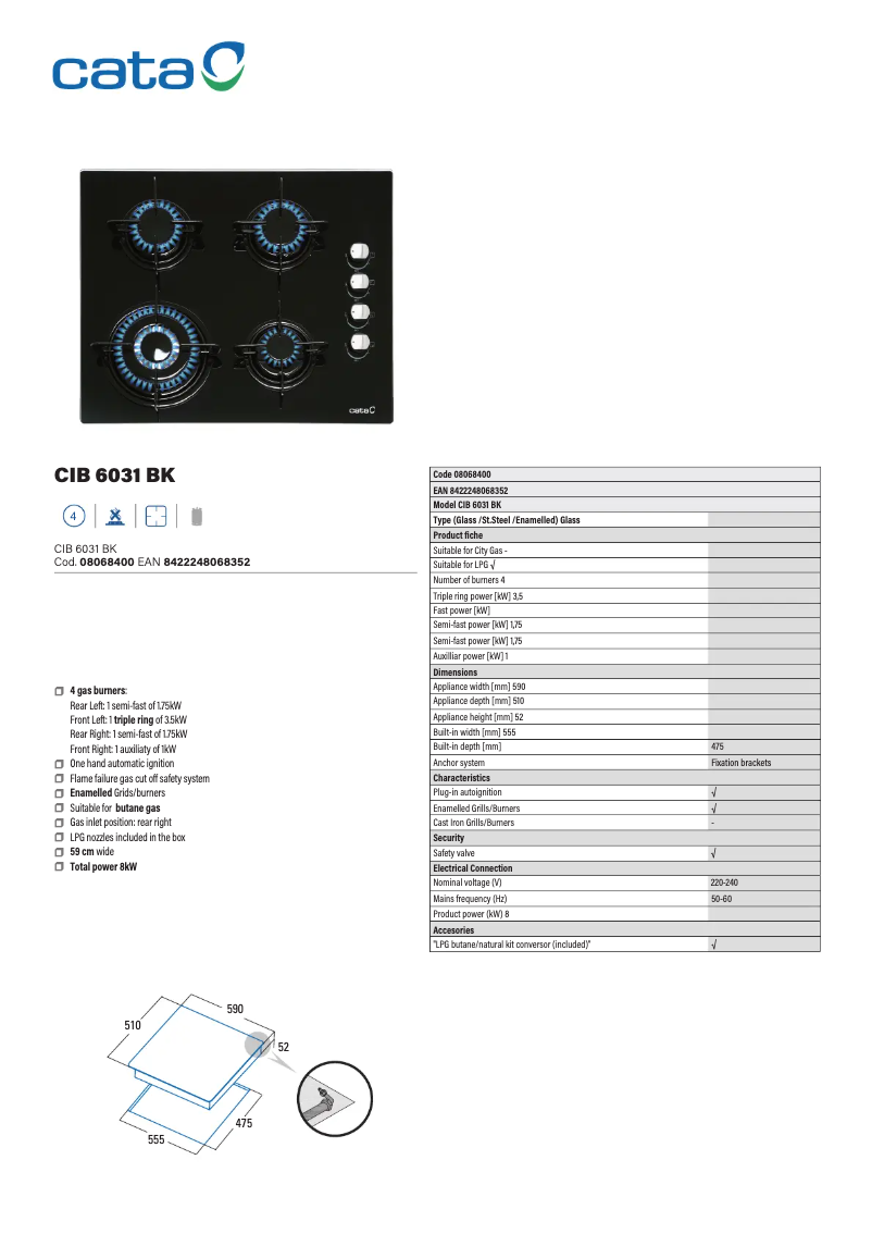 Page 1 de la notice Manuel utilisateur CATA CIB 6031 BK