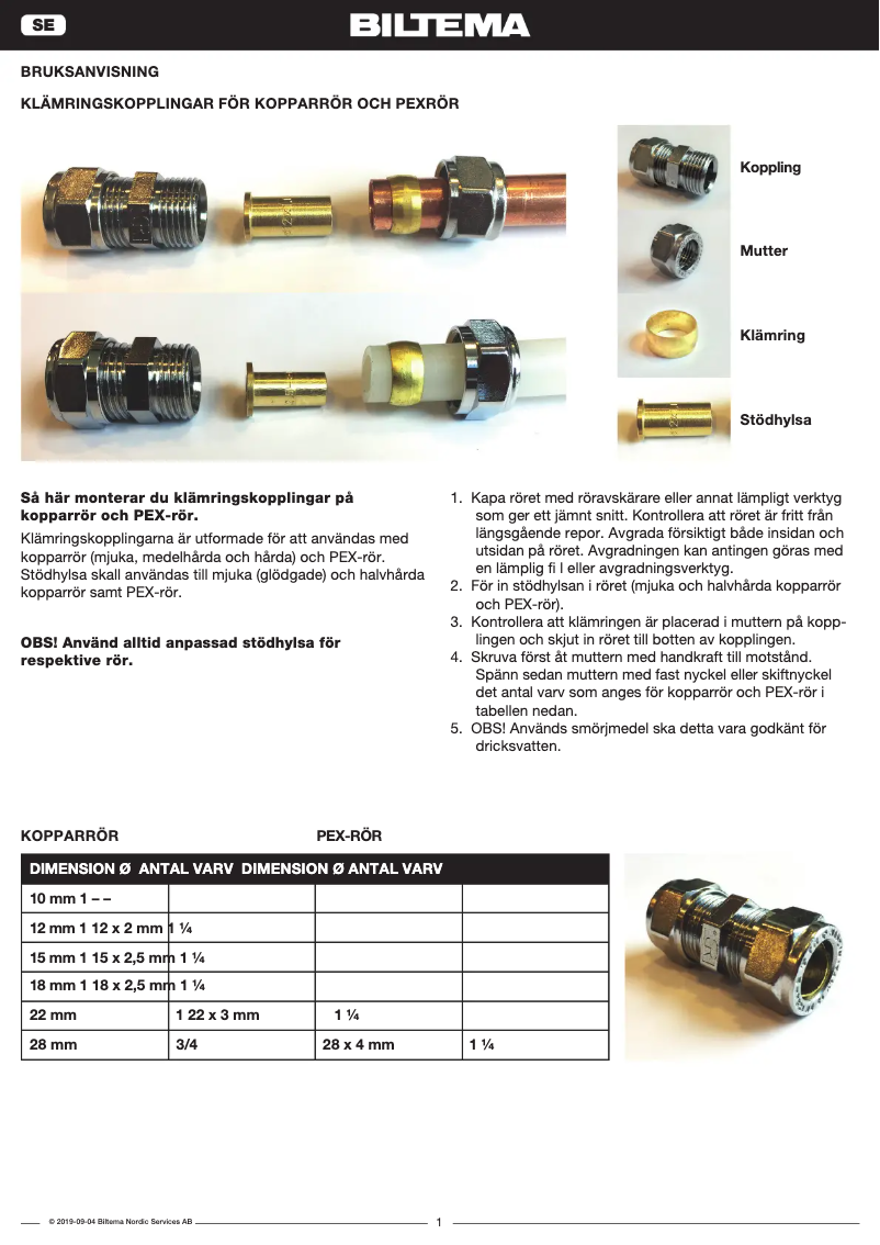 Page n°1 - Manuel utilisateur Biltema 86-6099