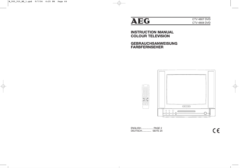 Page 1 de la notice Manuel utilisateur AEG CTV 4807