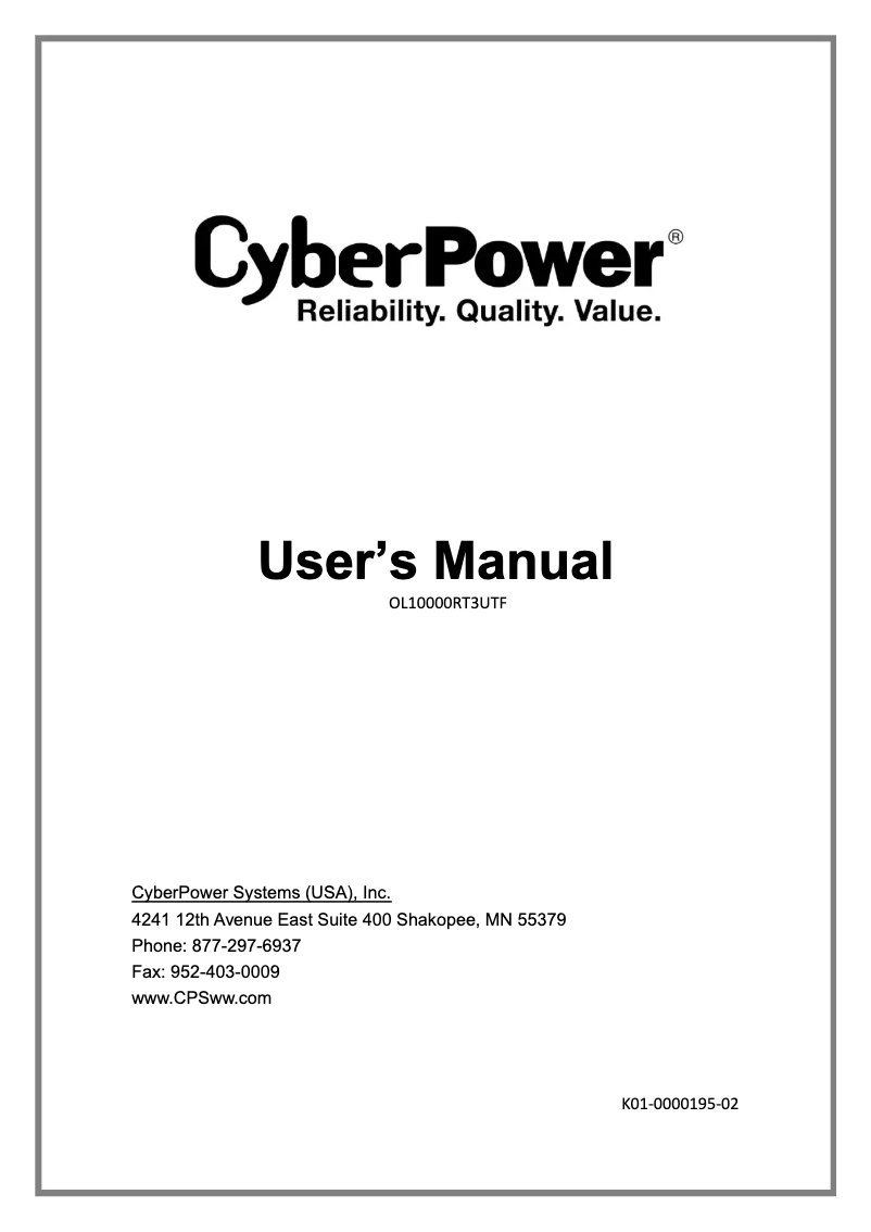 Página 1 del manual Manual de usuario CyberPower Smart App Online OL10000RT3UTF