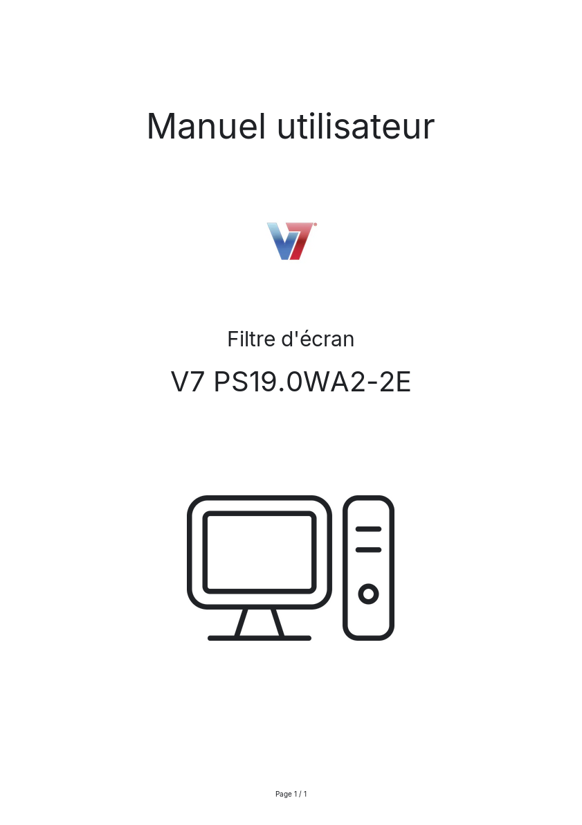 Page n°1 - Manuel utilisateur V7 PS19.0WA2-2E
