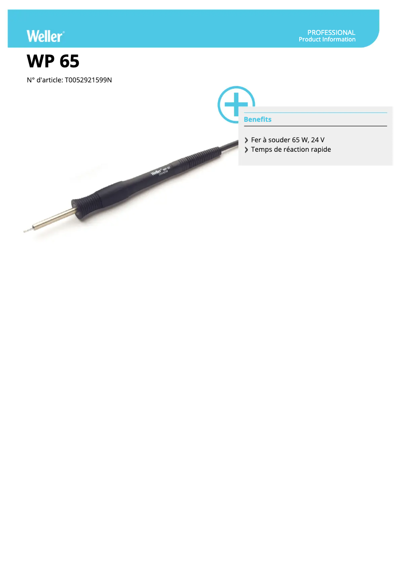 Page n°1 - Fiche technique Weller WP 65