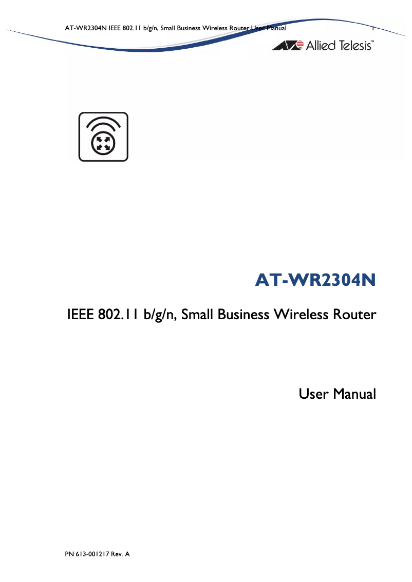 Page 1 de la notice Manuel utilisateur Allied Telesis AT-WR2304N
