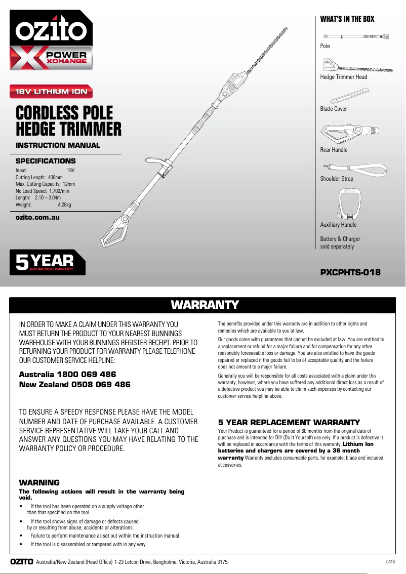 Image de la première page du manuel de l'appareil PXCPHTS-018