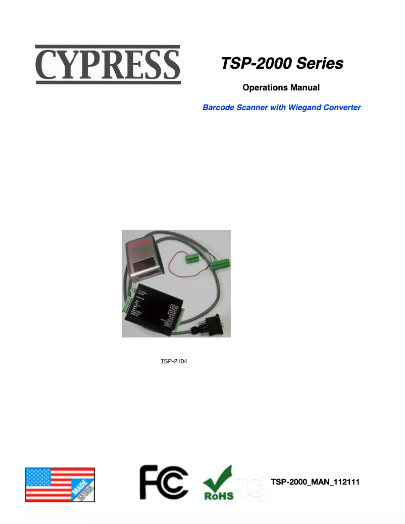 Page 1 de la notice Manuel utilisateur Cypress TSP-2104