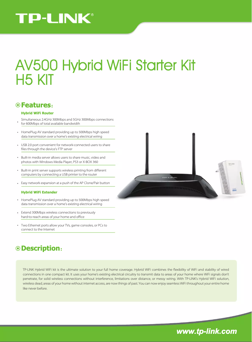 Image de la première page du manuel de l'appareil H5 KIT