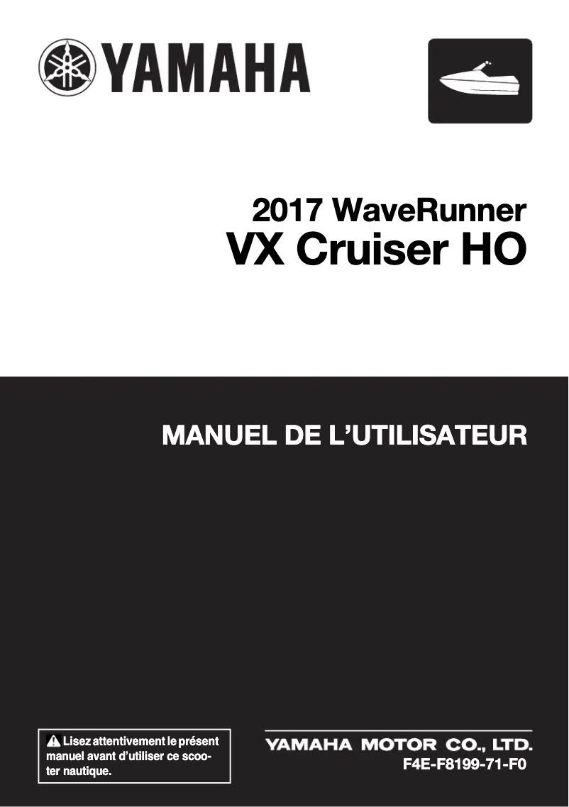 Page n°1 - Manuel utilisateur Yamaha WaveRunner VX Cruiser HO (2017)