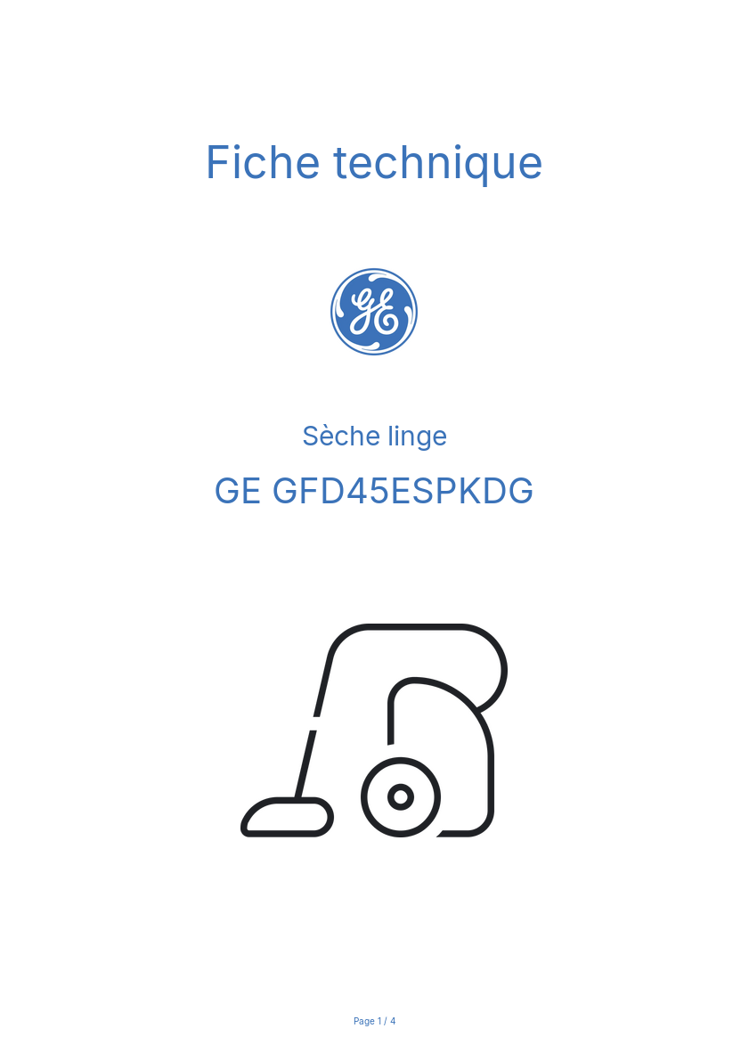 Image de la première page du manuel de l'appareil GFD45ESPKDG