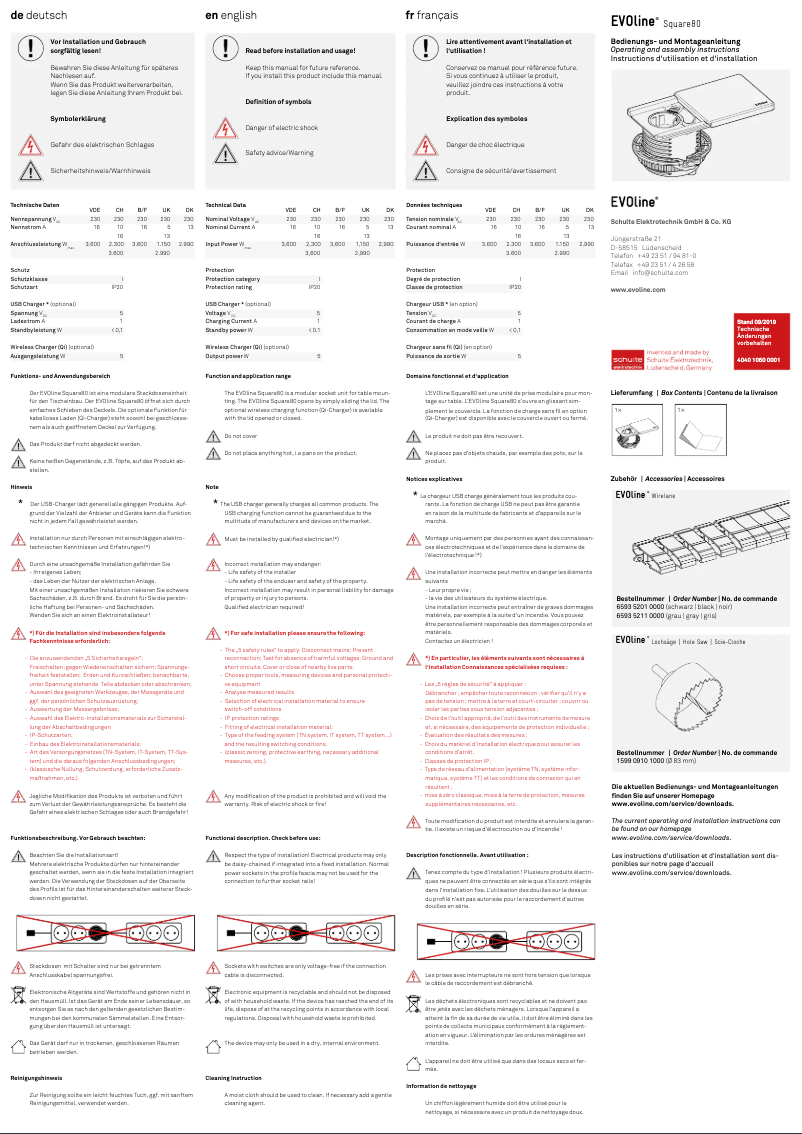 Page n°1 - Manuel utilisateur EVOline Square80