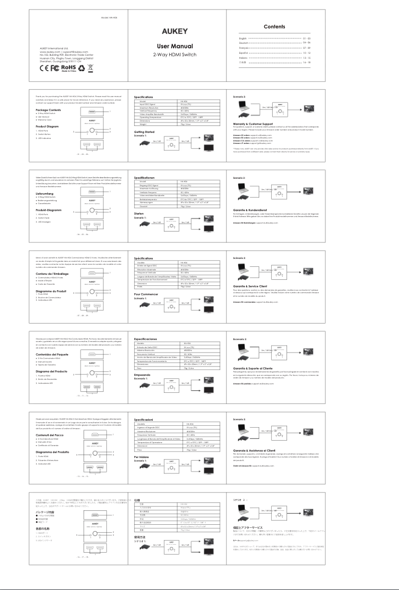 Page 1 of the manual User Manual Aukey PA-S19