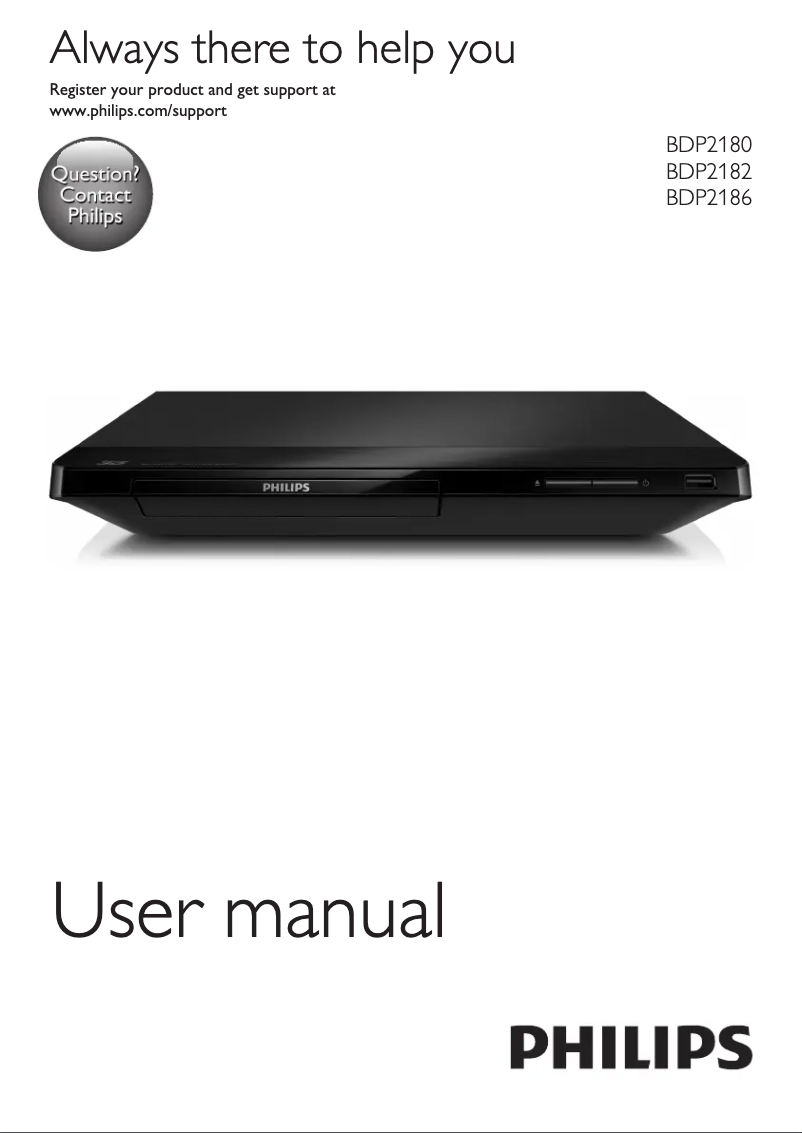Page 1 de la notice Manuel utilisateur Philips BDP2182