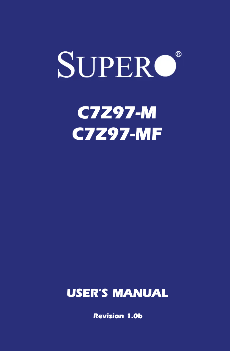 Page n°1 - Manuel utilisateur Supermicro C7Z97-M