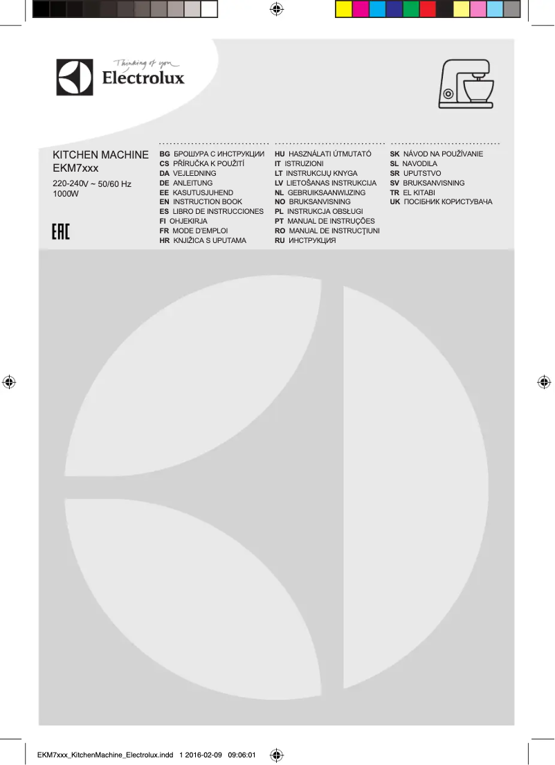 Page 1 de la notice Manuel utilisateur Electrolux EKM7300