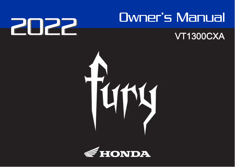 Page 1 de la notice Manuel utilisateur Honda Fury VT1300CXA (2022)