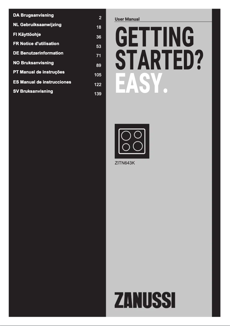 Page n°1 - Manuel utilisateur Zanussi ZITN643K