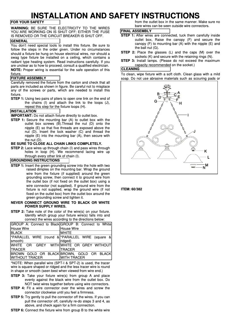 Image de la première page du manuel de l'appareil Castillo 60/382