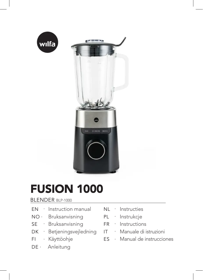 Page n°1 - Manuel utilisateur Wilfa Fusion 1000 BLP-1000