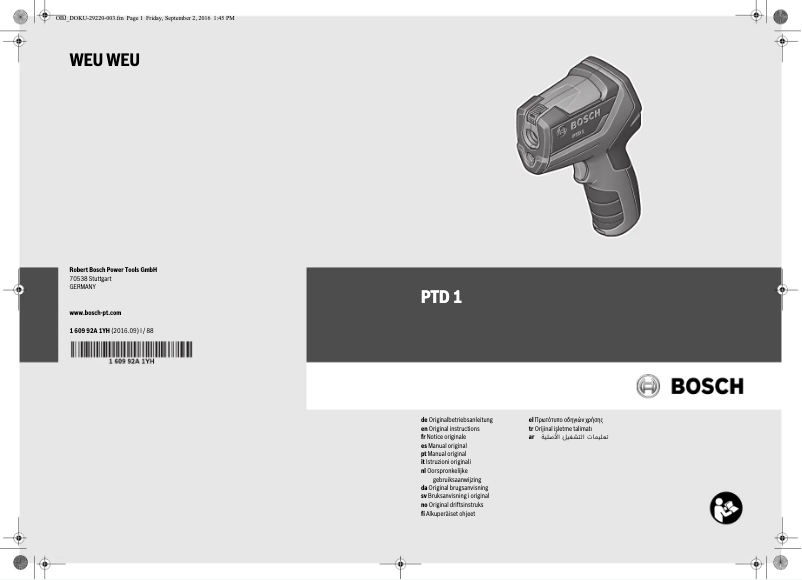 Page 1 de la notice Manuel utilisateur Bosch PTD 1