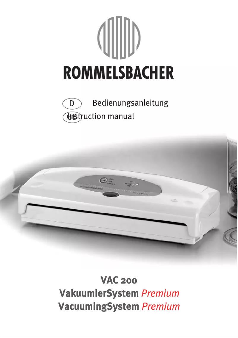 Página 1 del manual Manual de usuario Rommelsbacher Premium VAC200