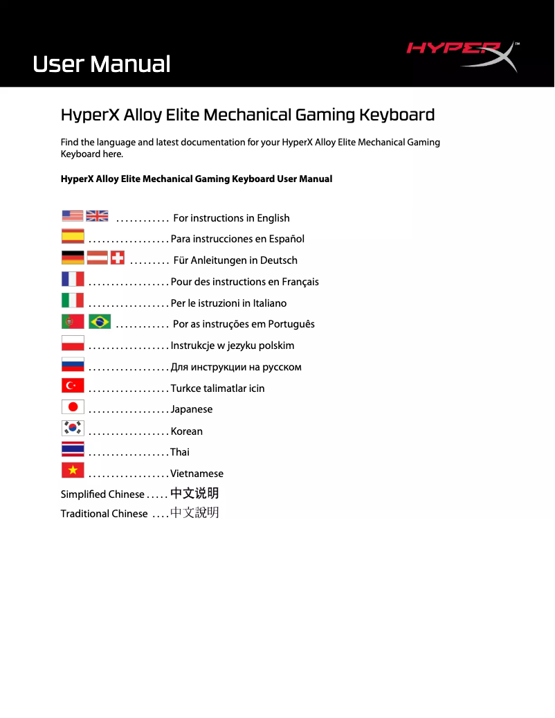 Page n°1 - Manuel utilisateur HyperX Alloy FPS