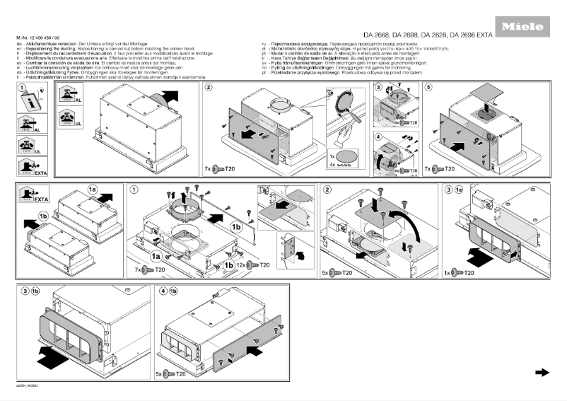 Page n°1 - Instructions / montage Miele DA 2628