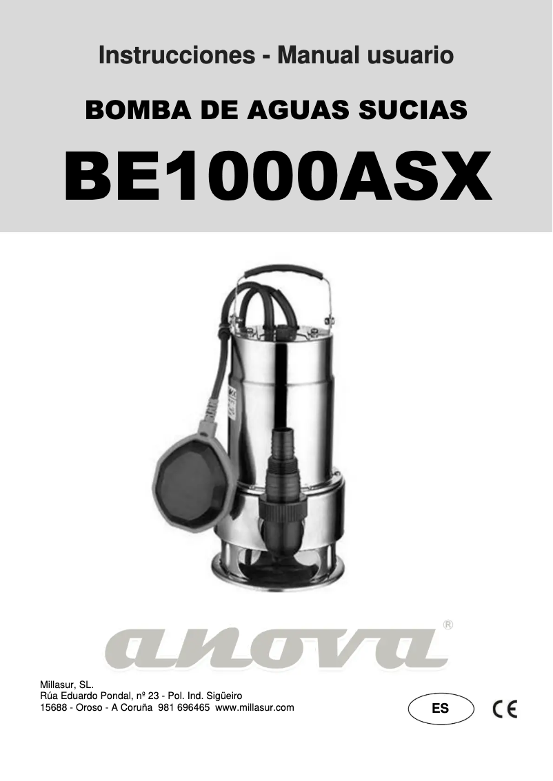 Page n°1 - Manuel utilisateur Anova BE1000ASX