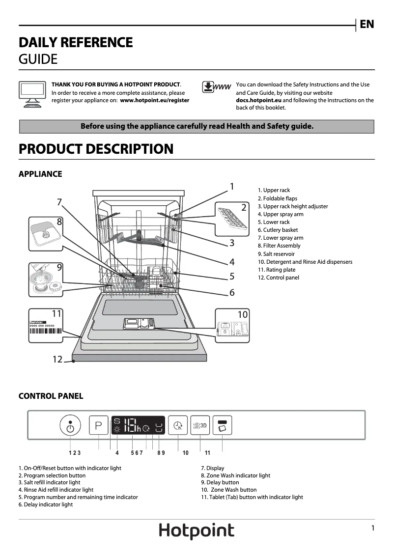 Page 1 of the manual User Manual Hotpoint HIO 3C24 W C UK