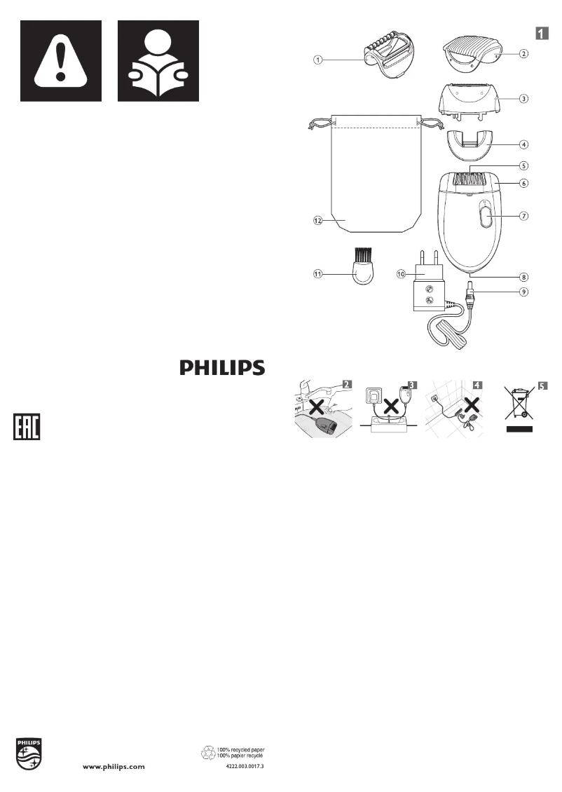 Page 1 de la notice Manuel utilisateur Philips Satinelle Essential HP6428