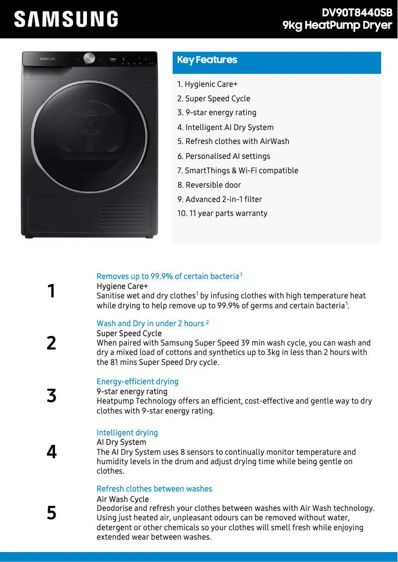 Image de la première page du manuel de l'appareil DV90T8440SB