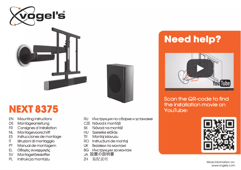 Page n°1 - Manuel utilisateur Vogel's Next 8375