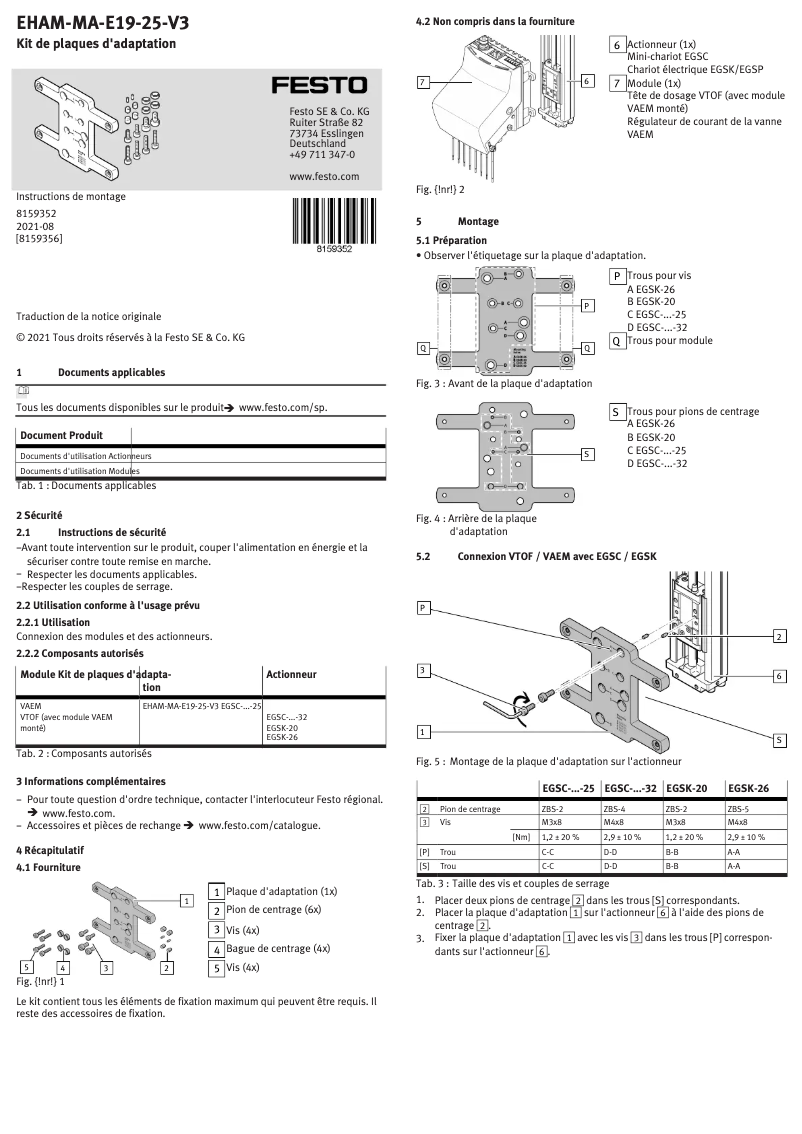 Page 1 de la notice Manuel utilisateur Festo EHAM-MA-E19-25-V3