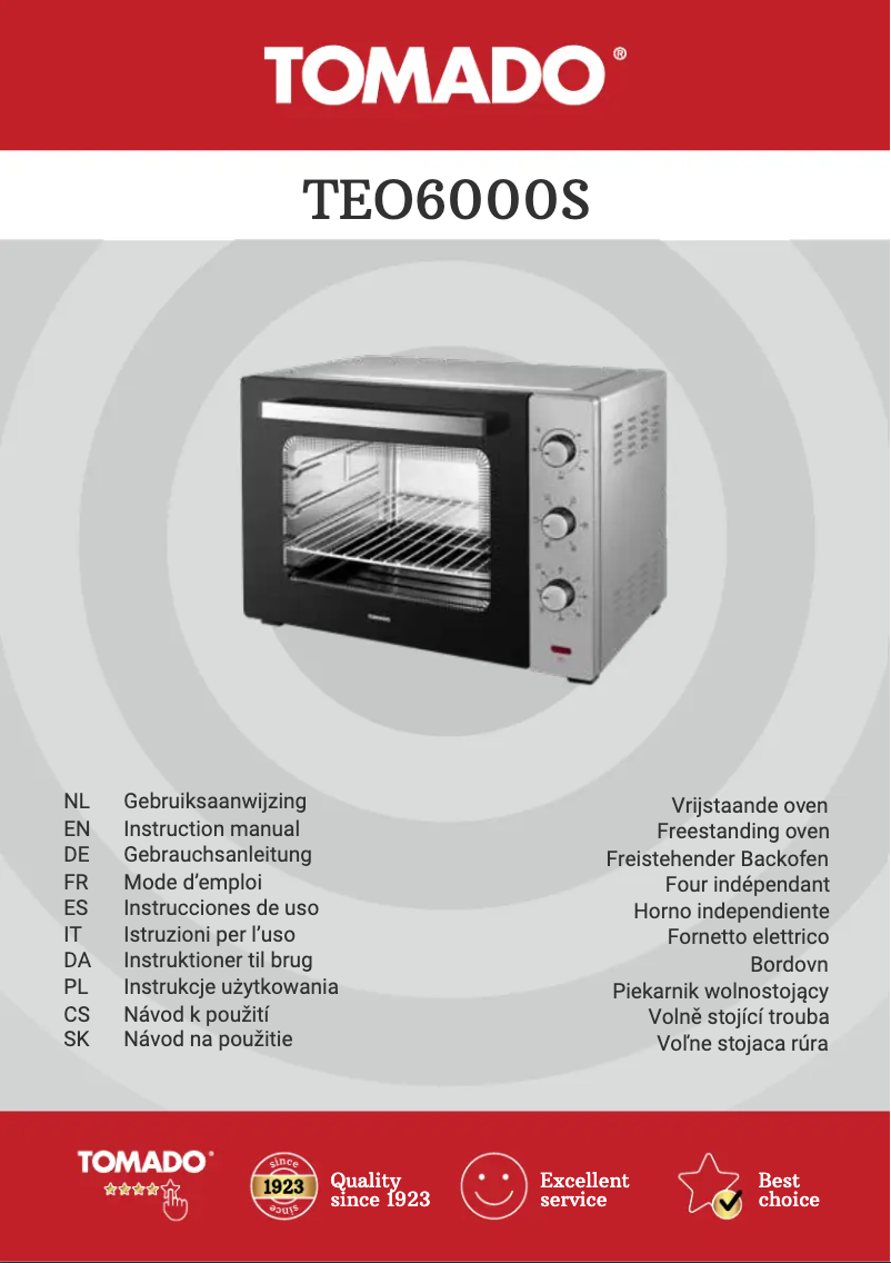 Page 1 de la notice Manuel utilisateur Tomado TEO6000S