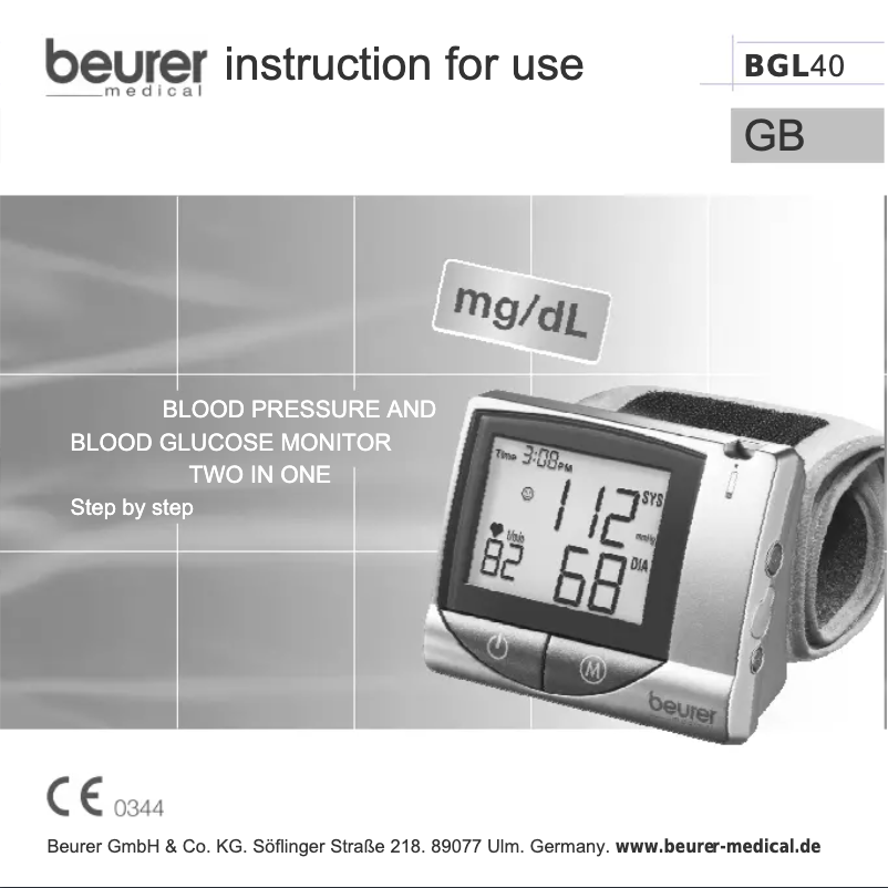 Page 1 de la notice Manuel utilisateur Beurer BGL40