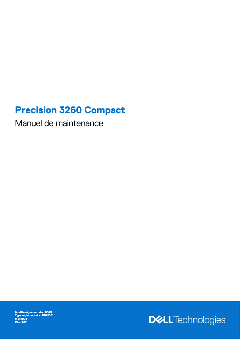 Page n°1 - Manuel d'utilisation et d'entretien Dell Precision 3260 Compact