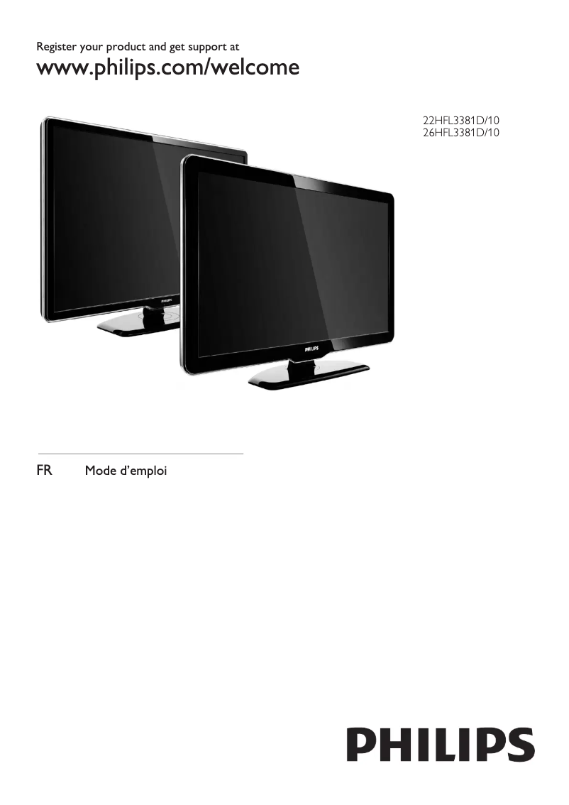 Page 1 de la notice Mode d'emploi Philips 22HFL3381D