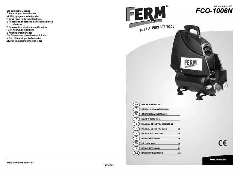 Página 1 del manual Manual de usuario Ferm CRM1033 FCO-1006N