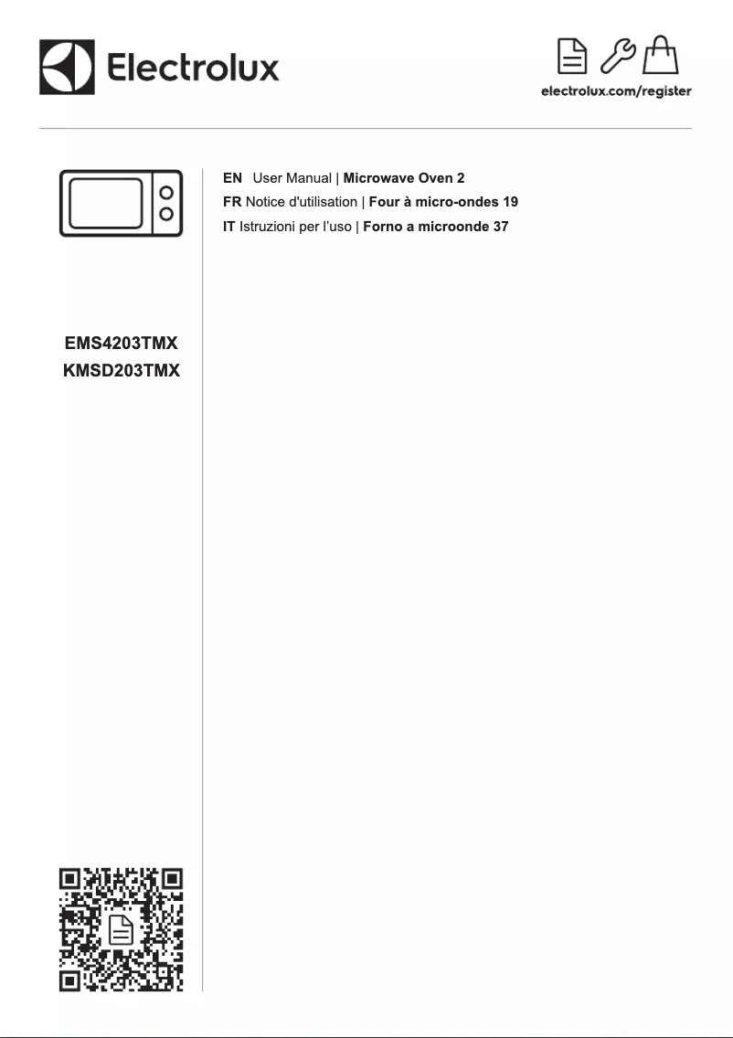 Page 1 de la notice Manuel utilisateur Electrolux EMS4203TMX