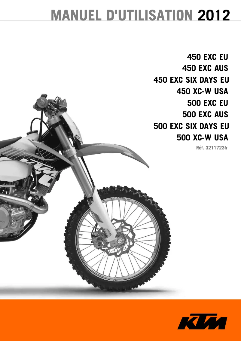Page 1 de la notice Manuel utilisateur KTM 500 EXC Six Days (2012)