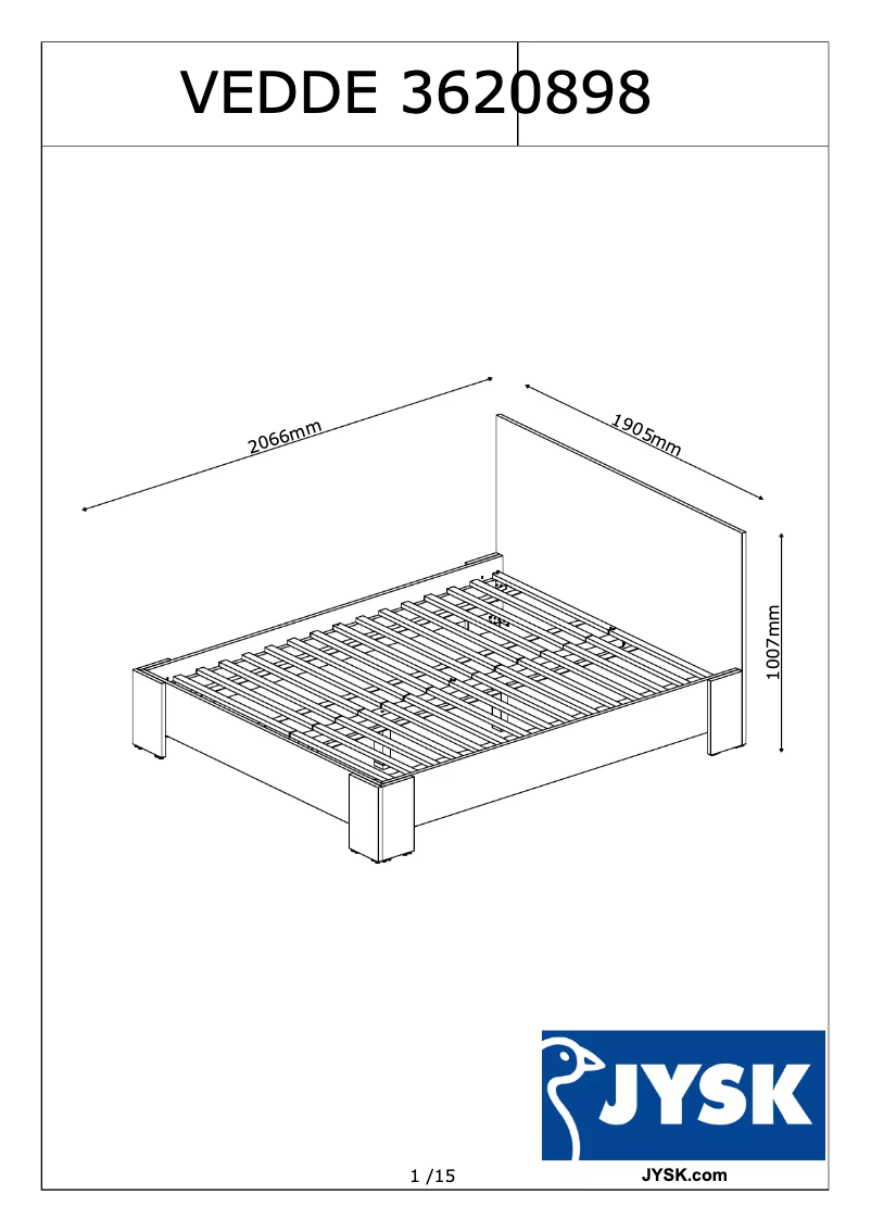 Página 1 del manual Manual de usuario JYSK Vedde (180x200)
