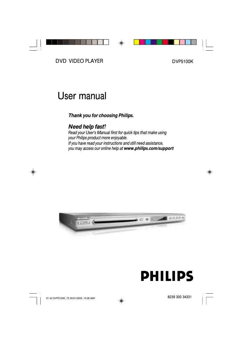 Page 1 de la notice Manuel utilisateur Philips DVP5100K