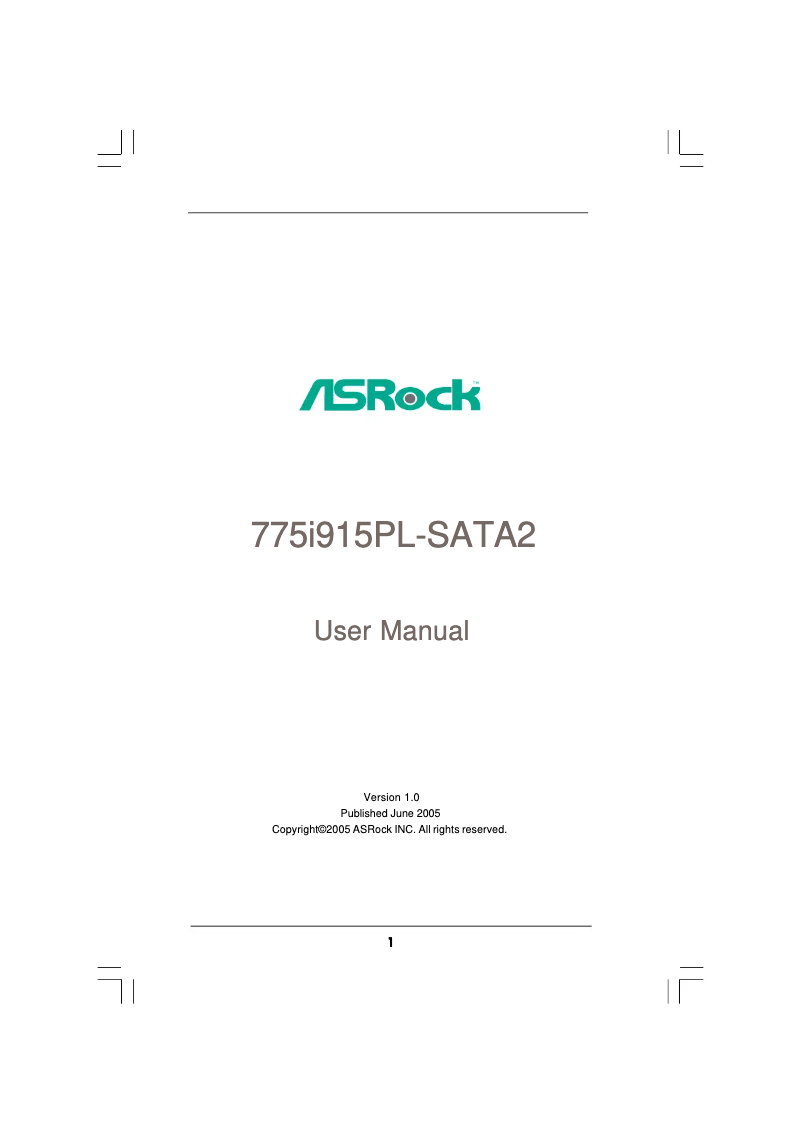 Página 1 del manual Manual de usuario Asrock 775i915PL-SATA2