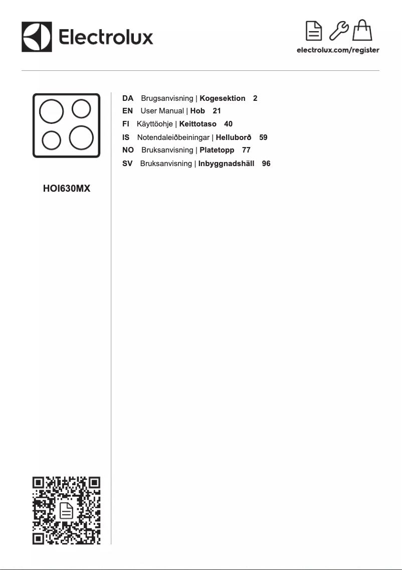 Page 1 de la notice Manuel utilisateur Electrolux HOI630MX