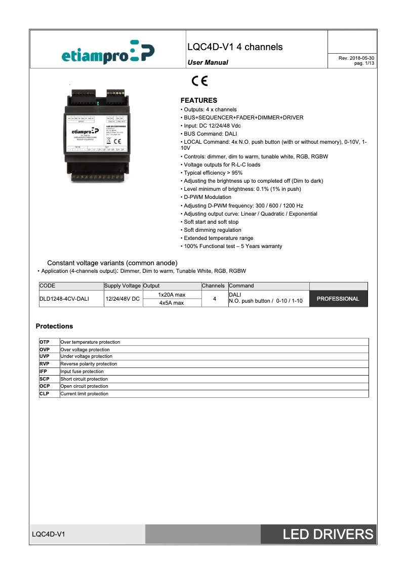 Page 1 de la notice Manuel utilisateur EtiamPro LQC4D-V1