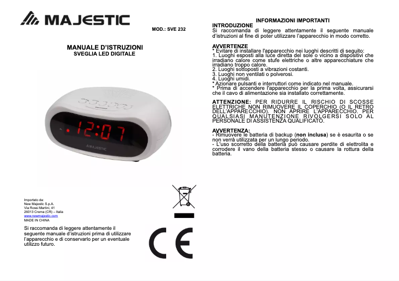 Page n°1 - Manuel utilisateur Majestic SVE-232